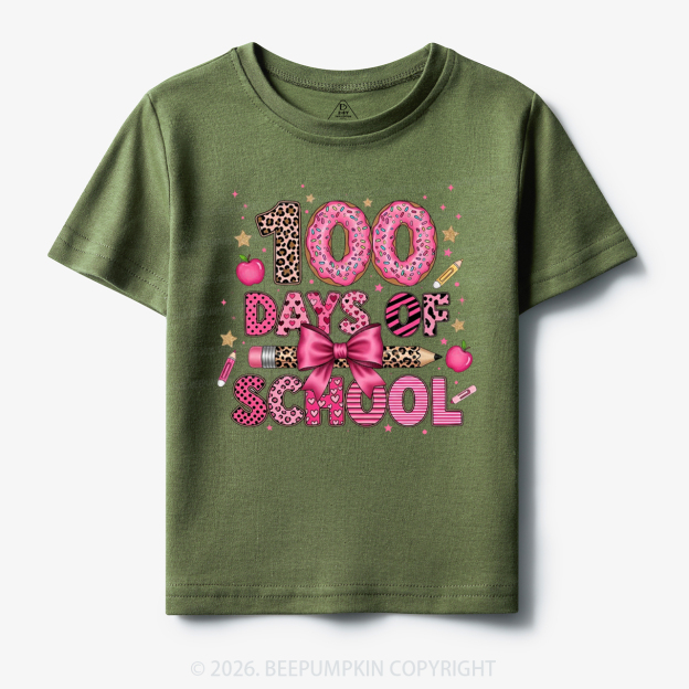 Preppy Pink Bow 100 Days Of School Toddler&Kid's Tees