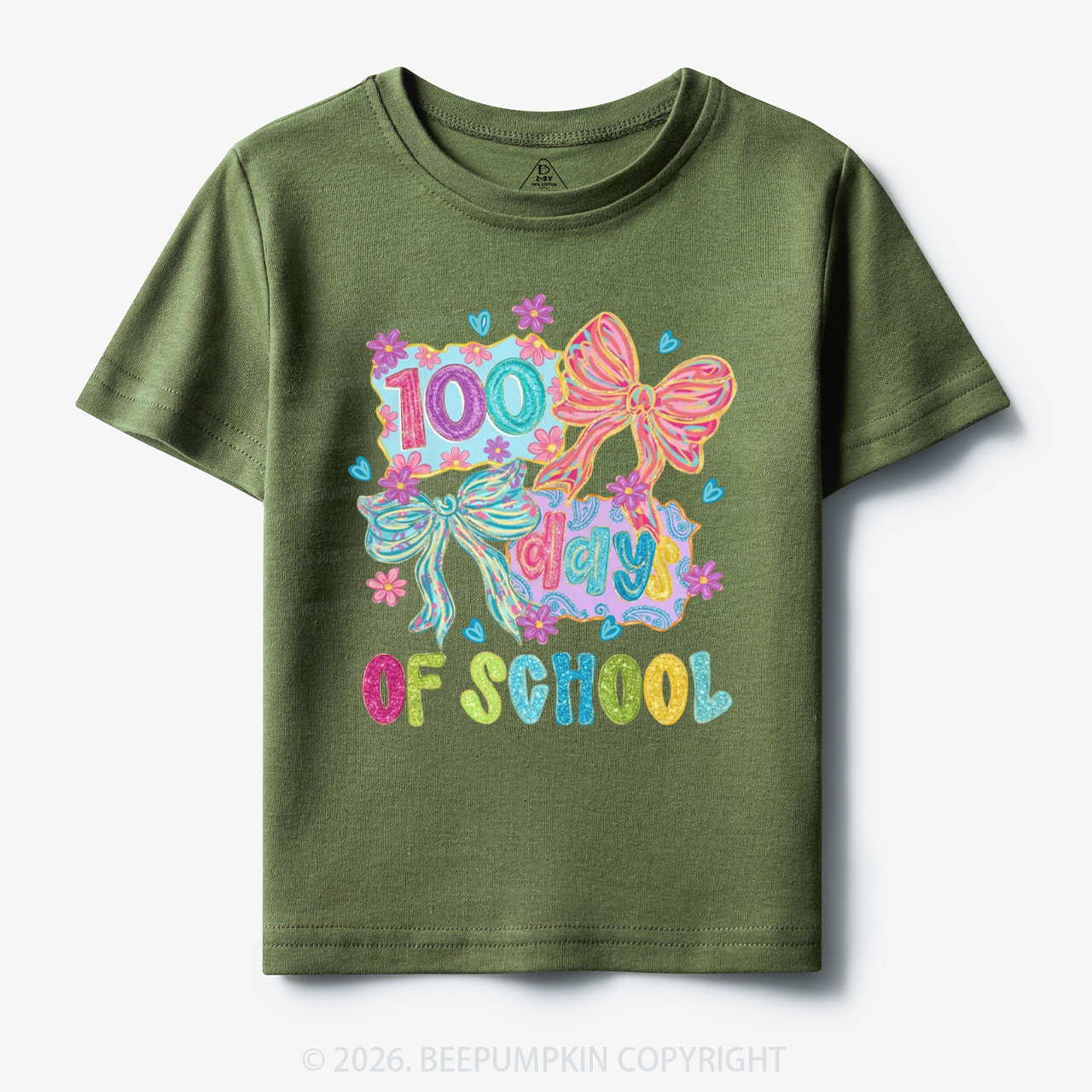 Sparkly Bow 100 Days of School Toddler&Kid's Tees