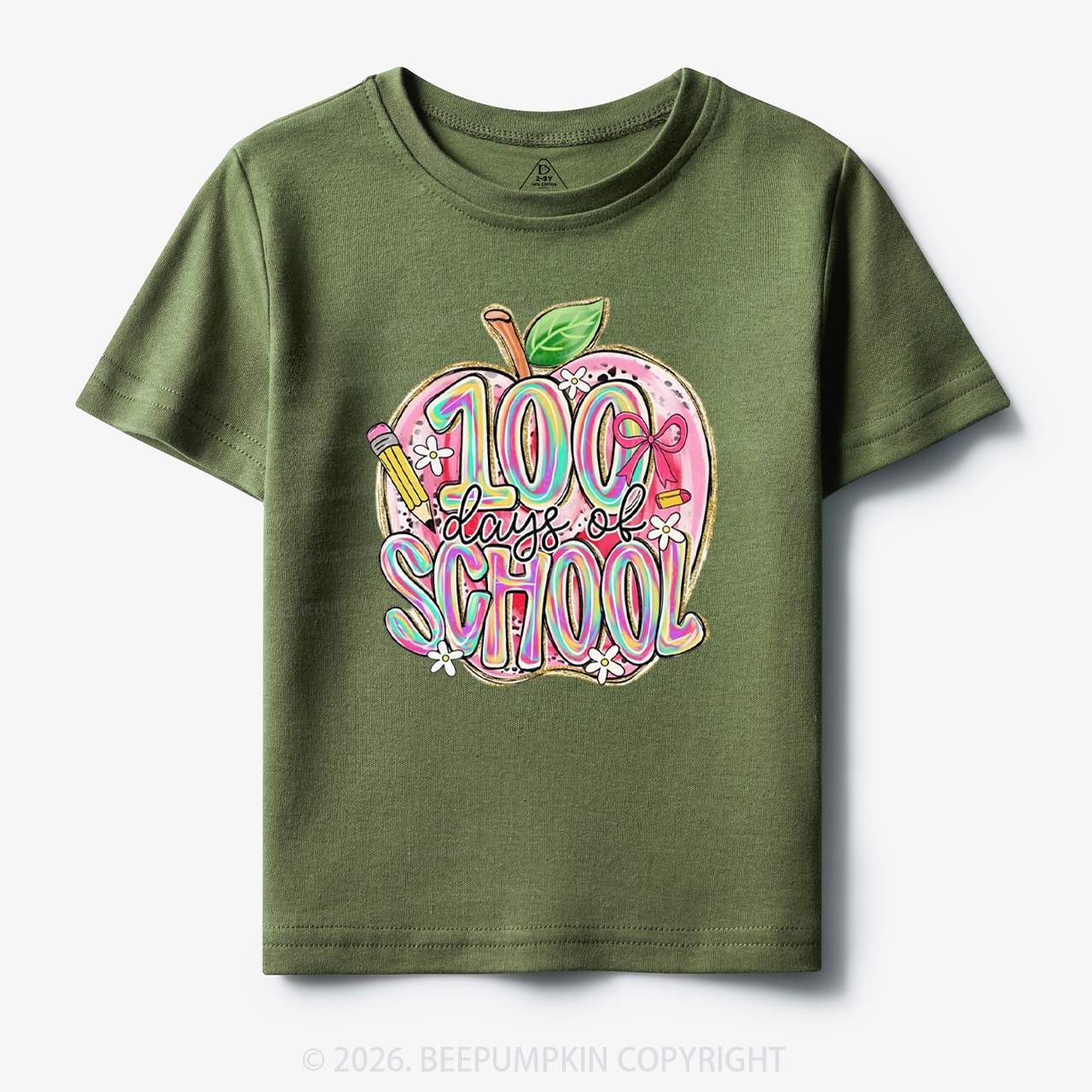 Pink Apple 100 Days of School Toddler&Kid's Tees