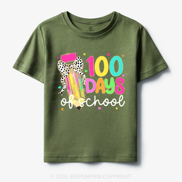 Pink Pencil Celebration 100 Days of School Toddler&Kid's Tees