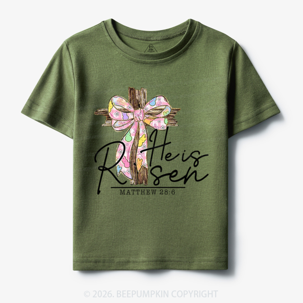 He Is Risen Easter Coquette Bow Toddler&Kid's Tees