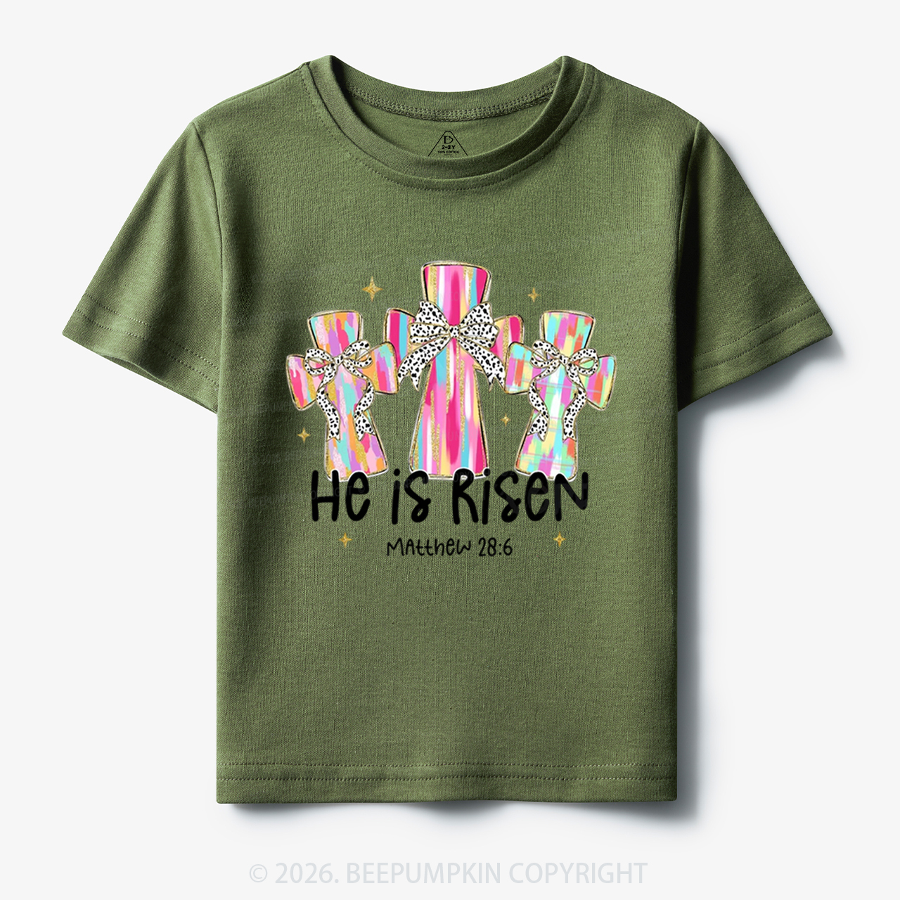 He Is Risen Easter Cross Toddler&Kid's Tees