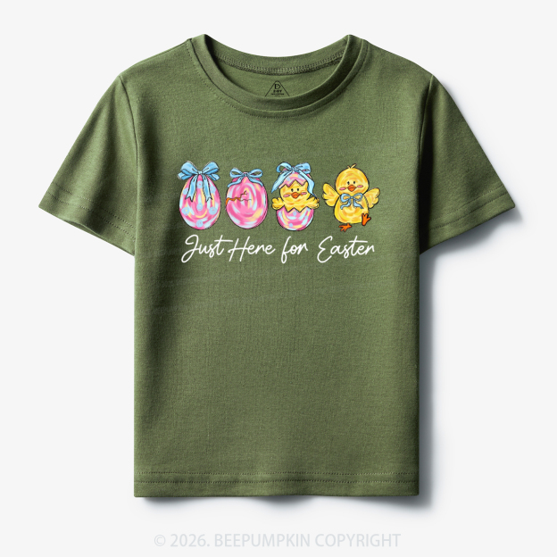 Just Here For Easter Pastel Eggs Coquette Toddler&Kid's Tees