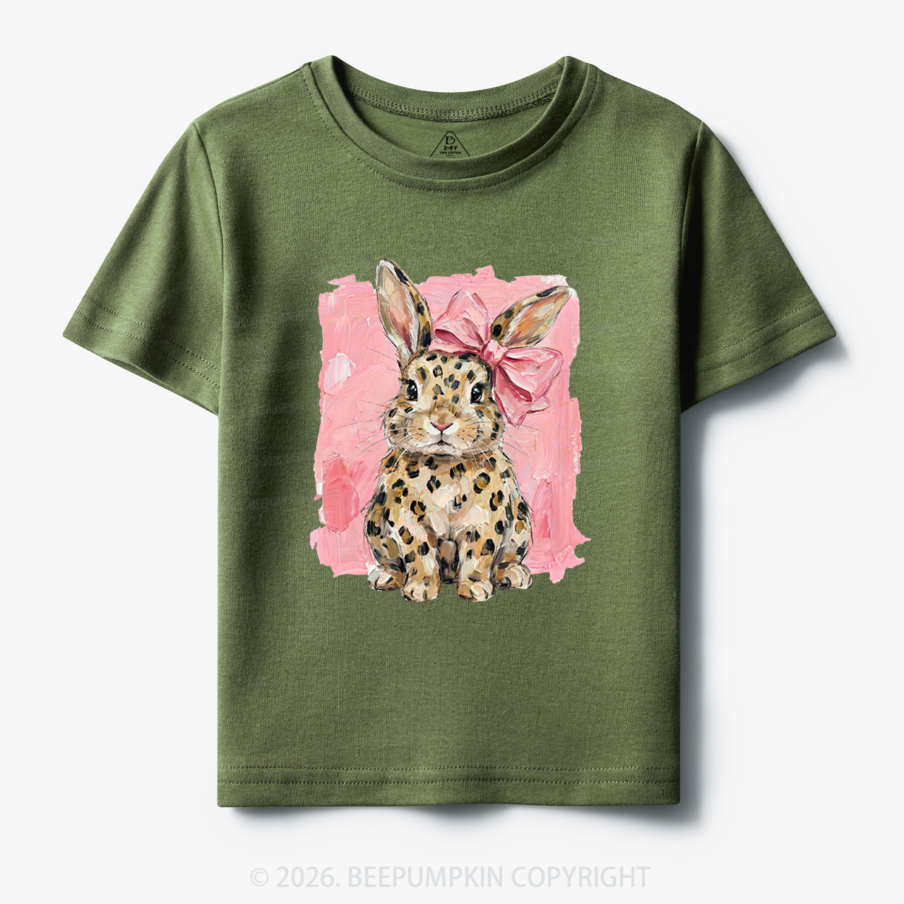 Oil Paint Leopard & Pink Bow Coquette Bunny Toddler&Kid's Tees