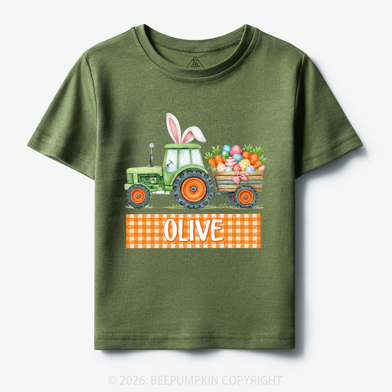 Personalized Name Easter Tractor Farm Toddler&Kid's Tees