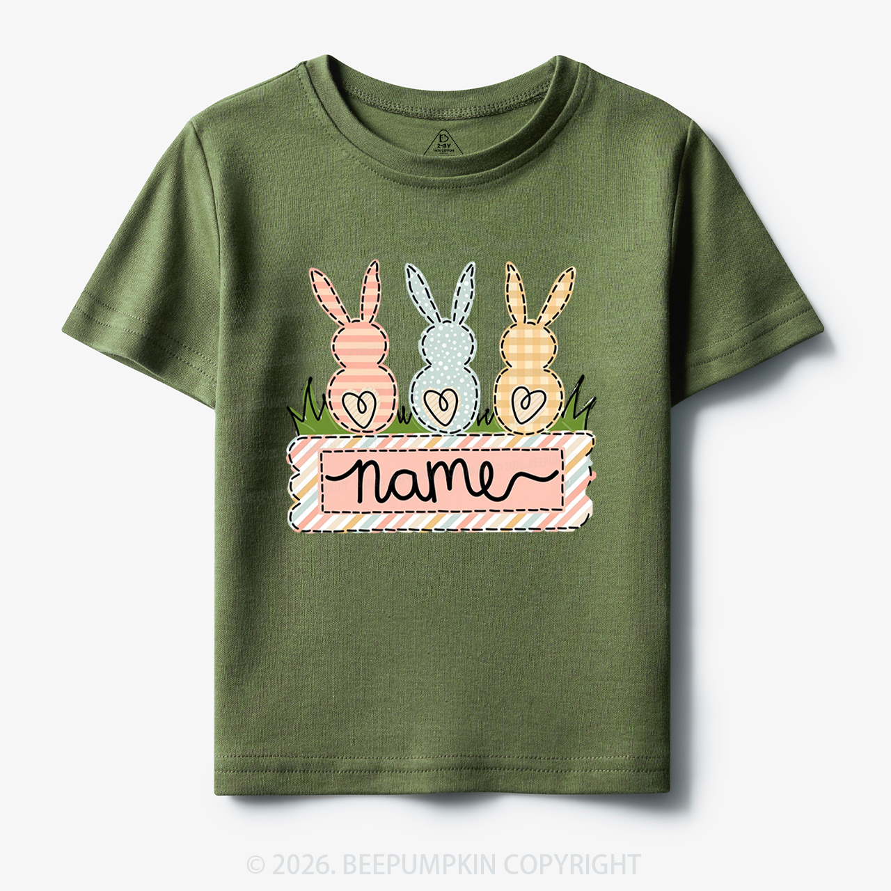 Personalized Name Easter Bunny Trio Girl Toddler&Kid's Tees