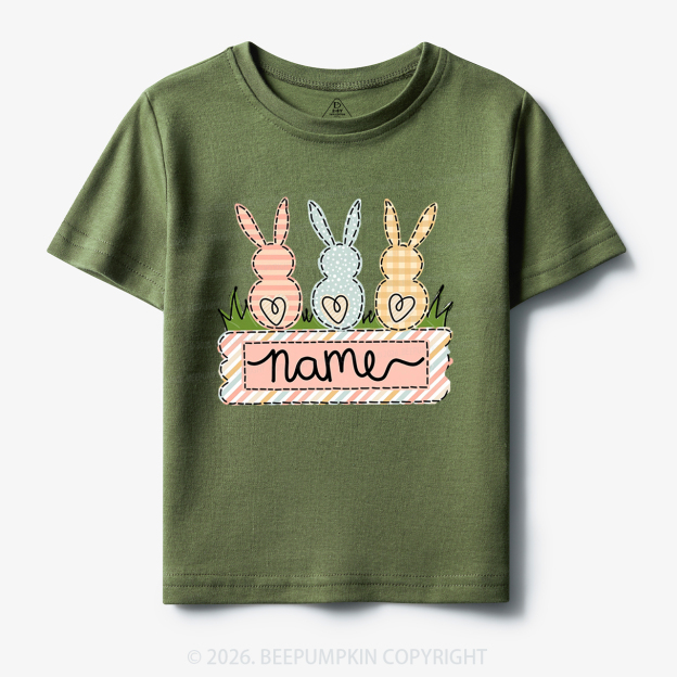 Personalized Name Easter Bunny Trio Girl Toddler&Kid's Tees