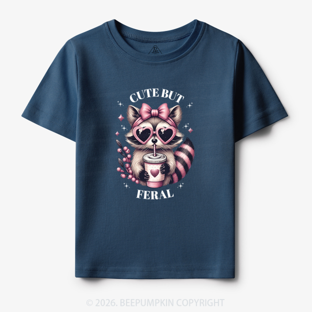 Cute But Feral Funny Raccoon Toddler&Kid's Tees