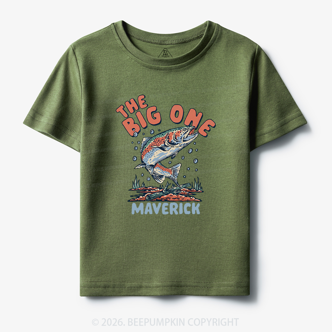 Personalized Retro The Big One Fishing Trout 1st Birthday Toddler&Kid's Tees