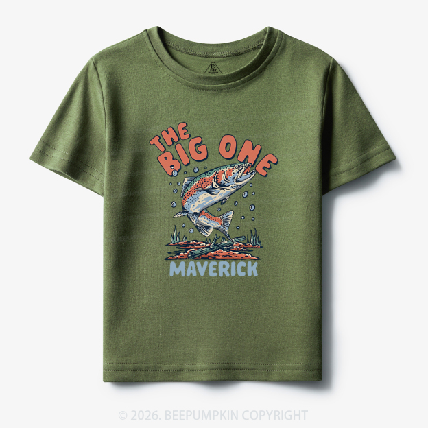 Personalized Retro The Big One Fishing Trout 1st Birthday Toddler&Kid's Tees