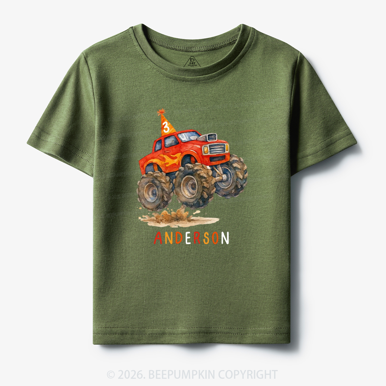 Personalized Monster Truck Birthday Toddler&Kid's Tees
