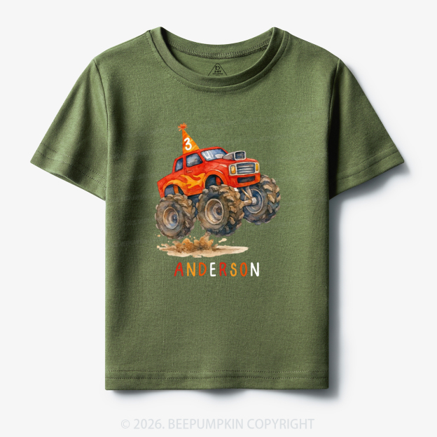 Personalized Monster Truck Birthday Toddler&Kid's Tees