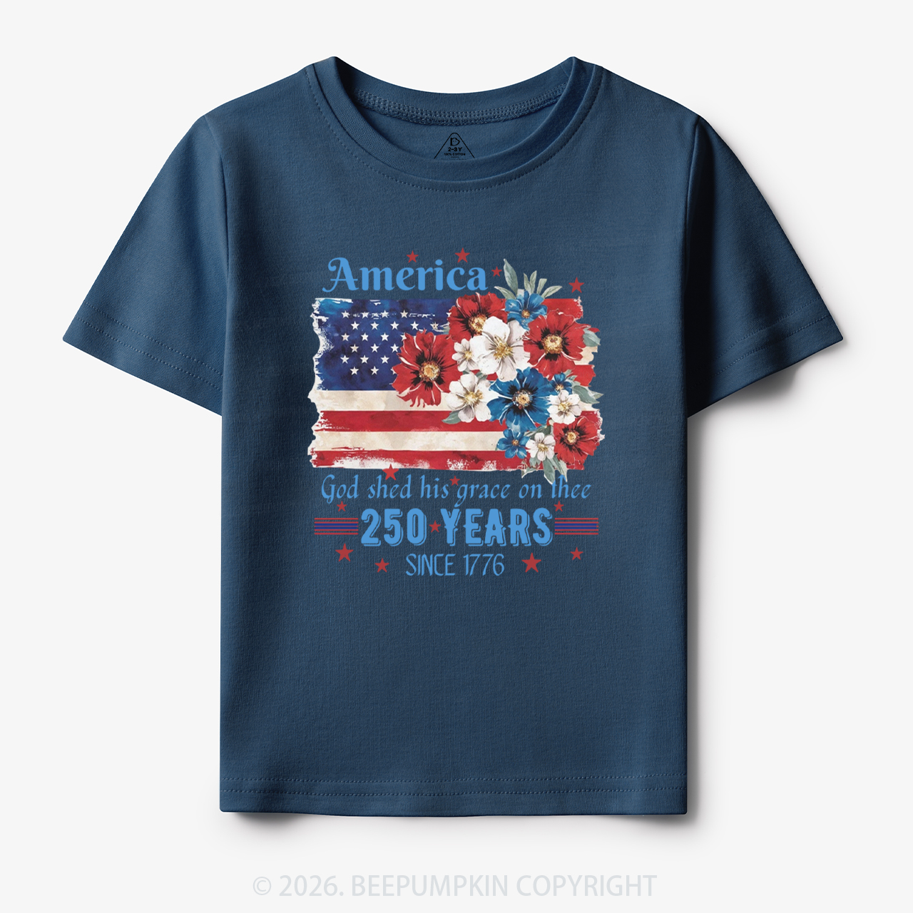America 250 Years Flag Floral Toddler&Kid's Tees
