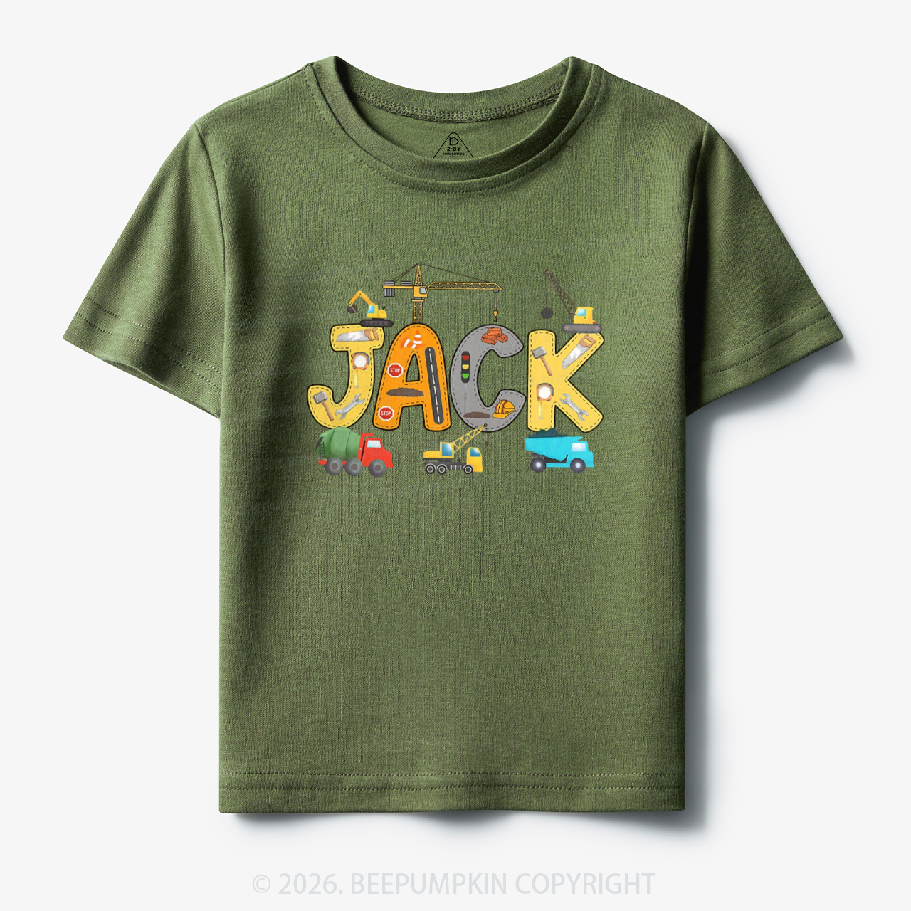 Personalized Name Construction Trucks Toddler&Kid's Tees