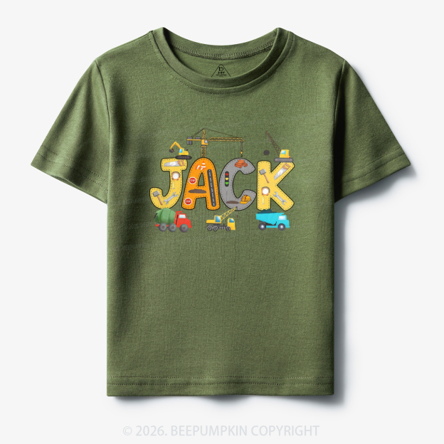 Personalized Name Construction Trucks Toddler&Kid's Tees