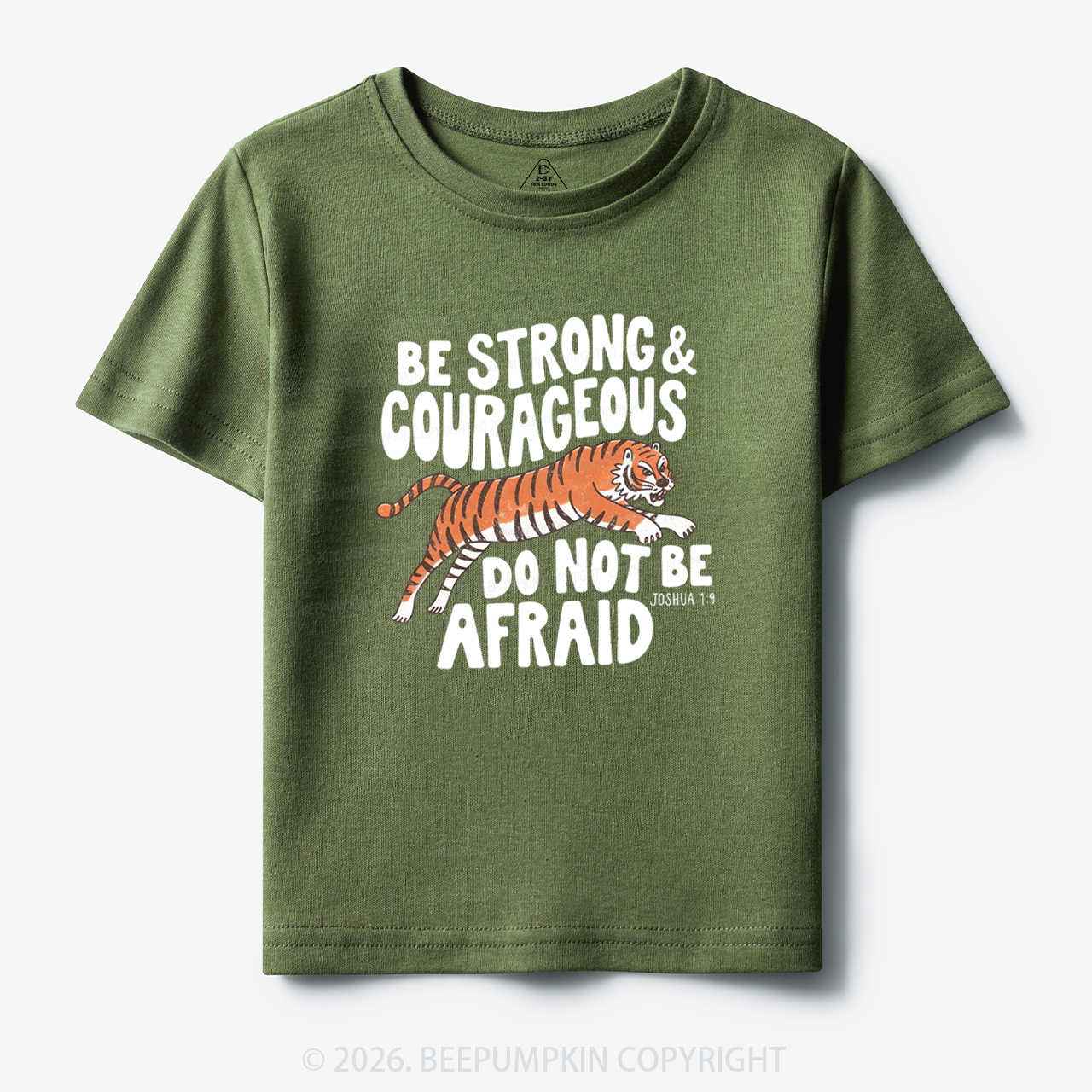 Christian Be Strong Courageous Do Not Be Afraid Tiger Toddler&Kid's Tees