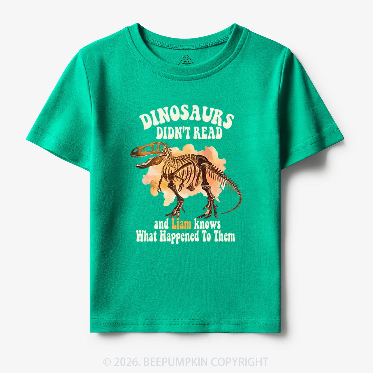 Personalized Dinosaur Skeleton Didn't Read Toddler&Kid's Tees