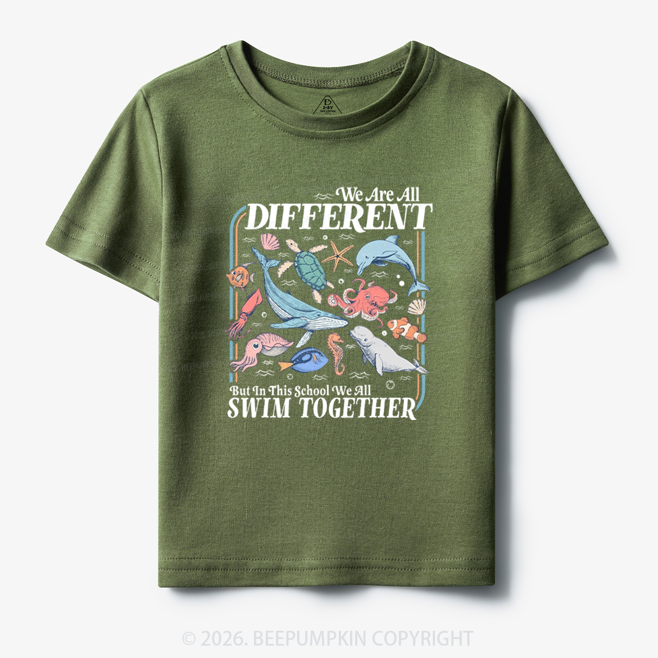 Ocean Animals We Are All Different Swim Together Toddler&Kid's Tees