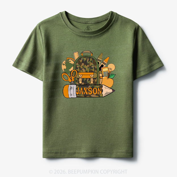 Personalized Camo Backpack Pencil Name Toddler&Kid's Tees