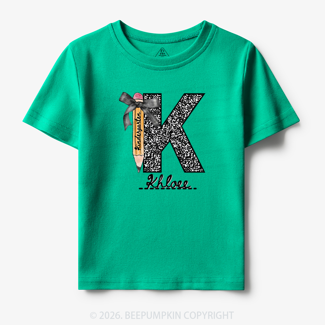 Personalized Grade&Name Monogram Pencil Bow Toddler&Kid's Tees