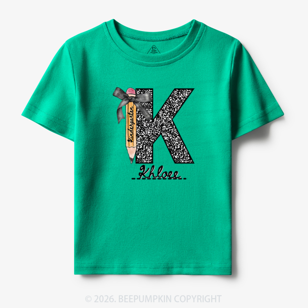 Personalized Grade&Name Monogram Pencil Bow Toddler&Kid's Tees