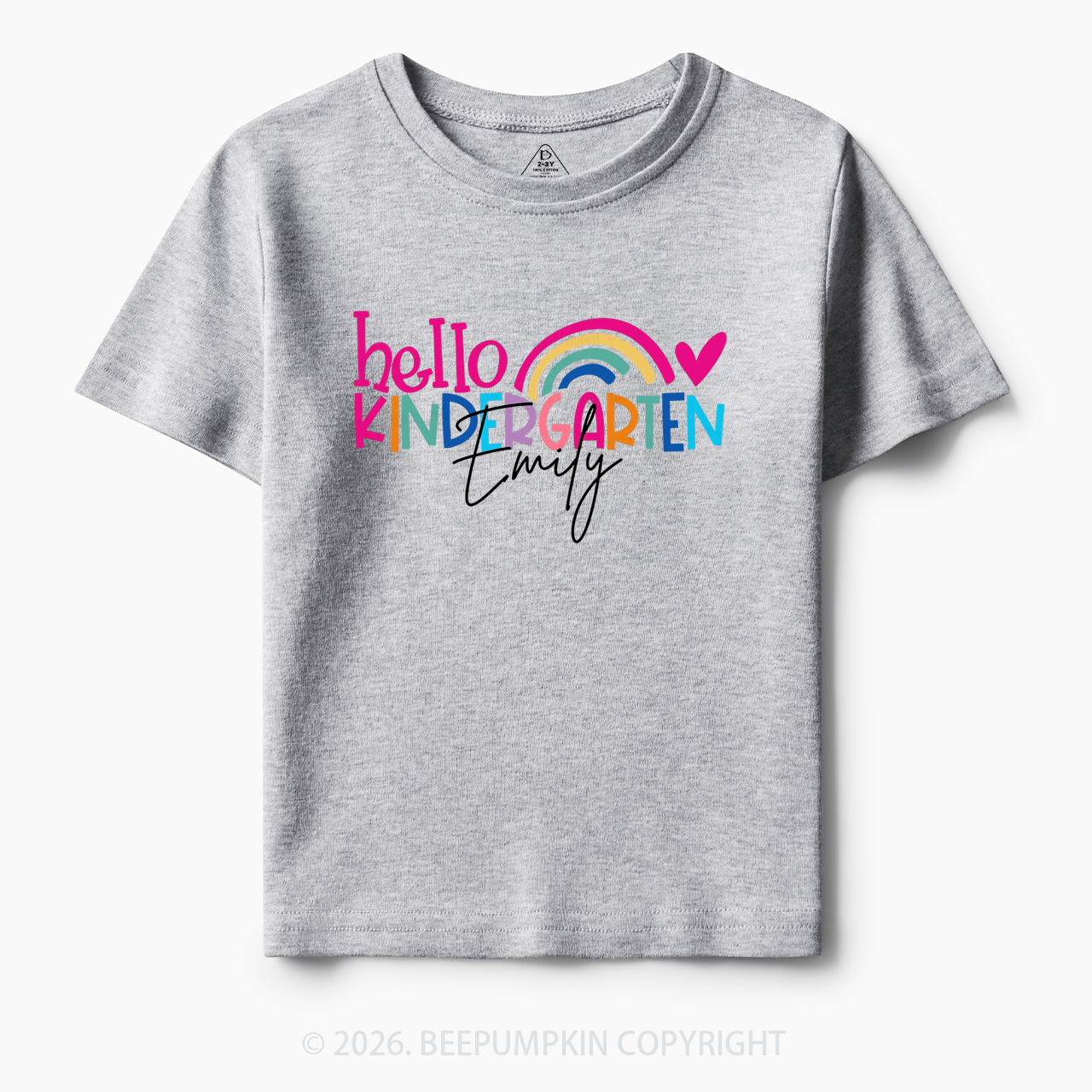 Personalized Name Rainbow Hello Kindergarten Toddler&Kid's Tees