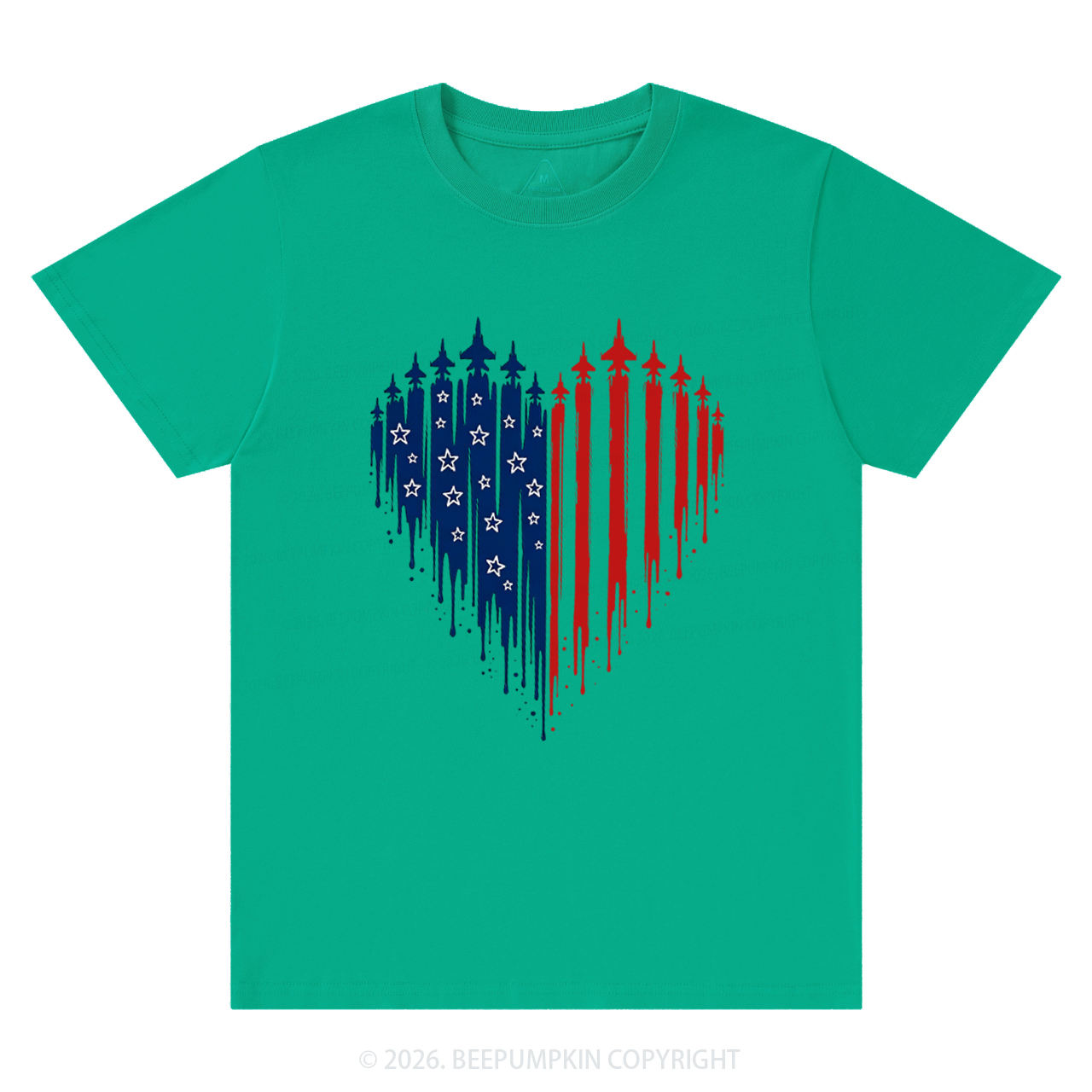 Patriotic 4th Of July American Flag Heart T-Shirts