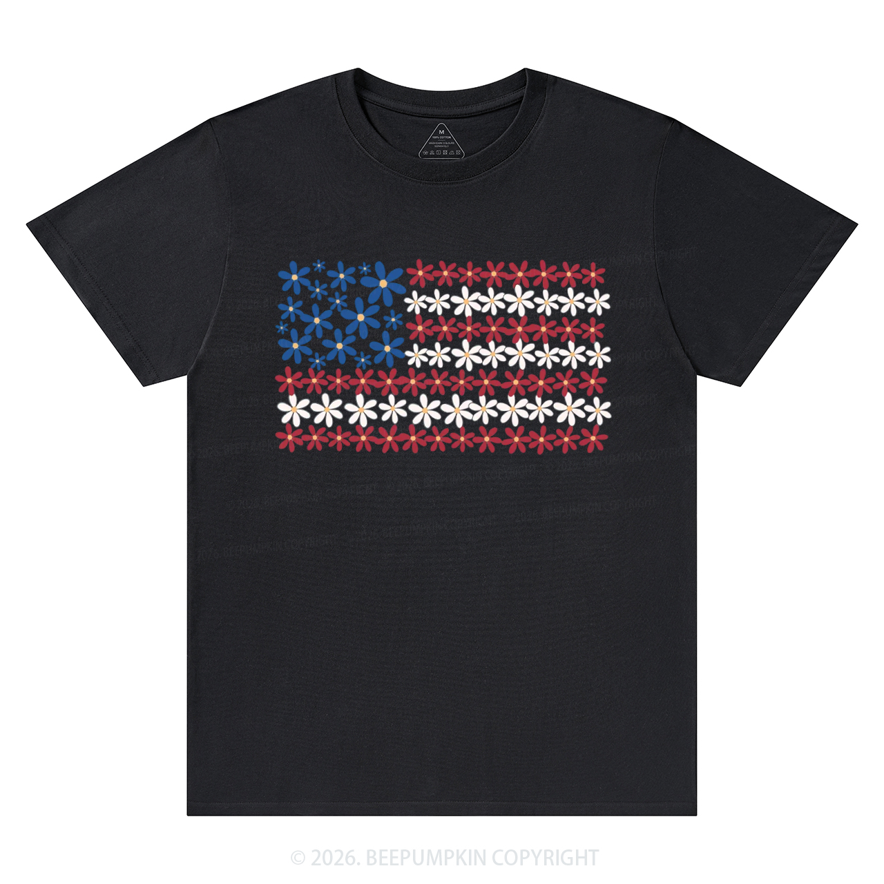 Floral American Flag 4th of July T-Shirts