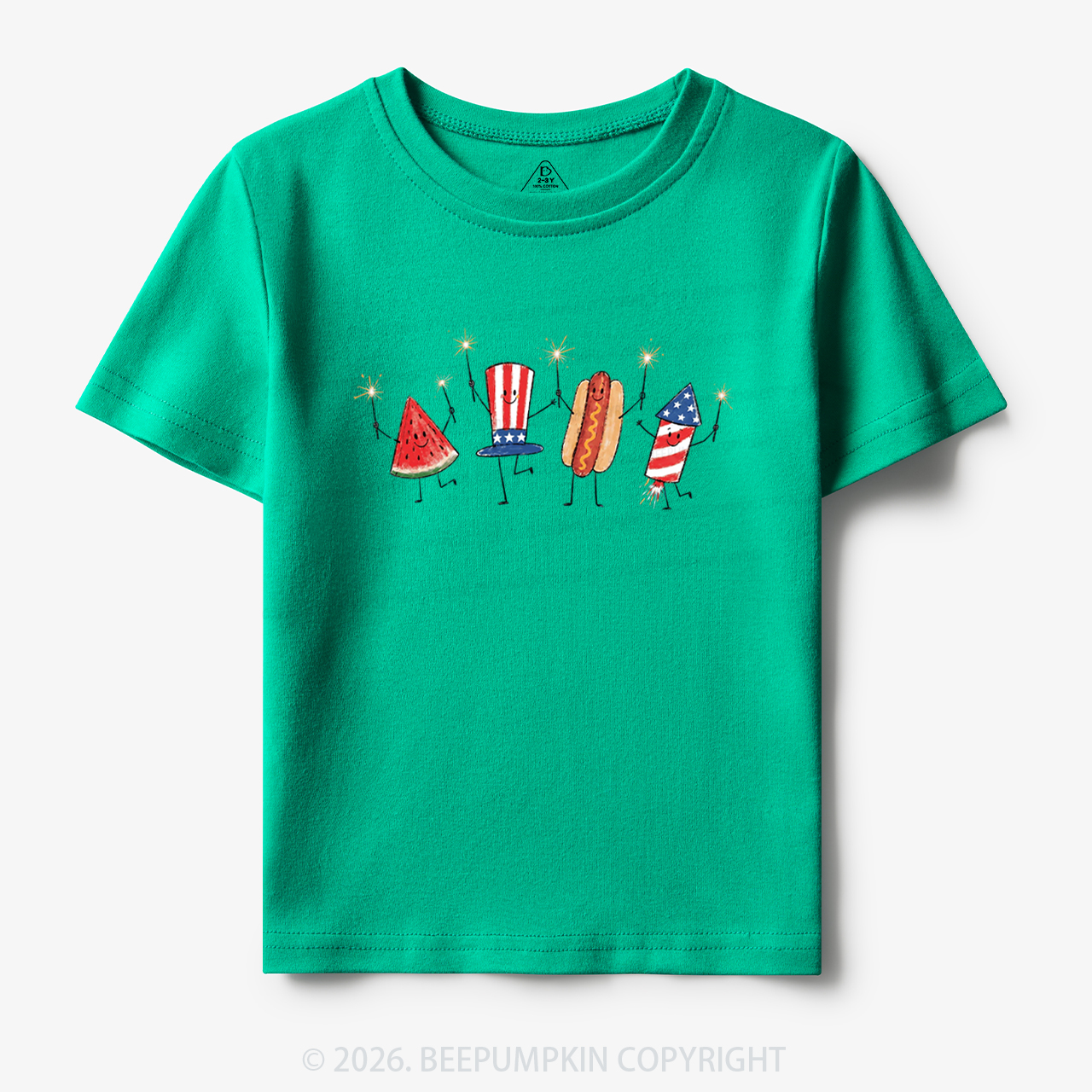 Patriotic Watermelon Hotdog Firework American Toddler&Kid's Tees