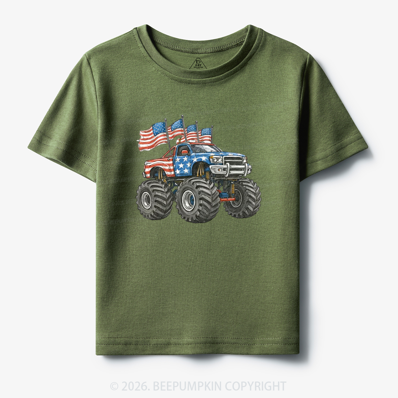 4th Of July Monster Truck American Flag Toddler&Kid's Tees