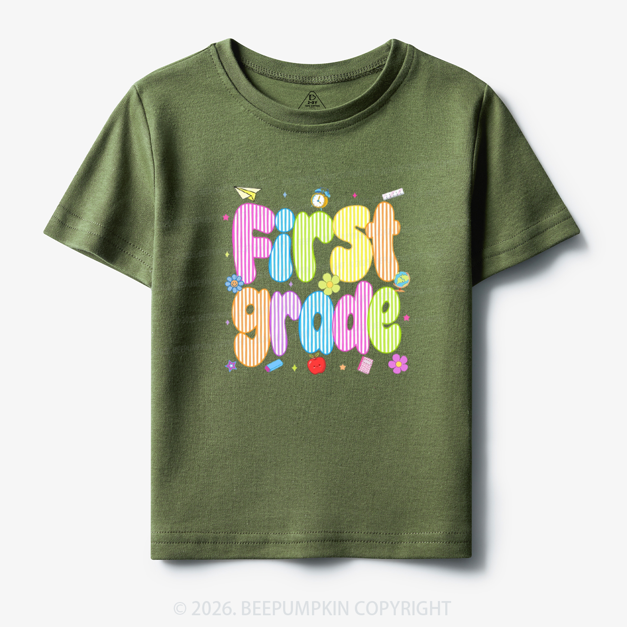 Personalized Preppy Back To School Colorful Stripes Toddler&Kid's Tees