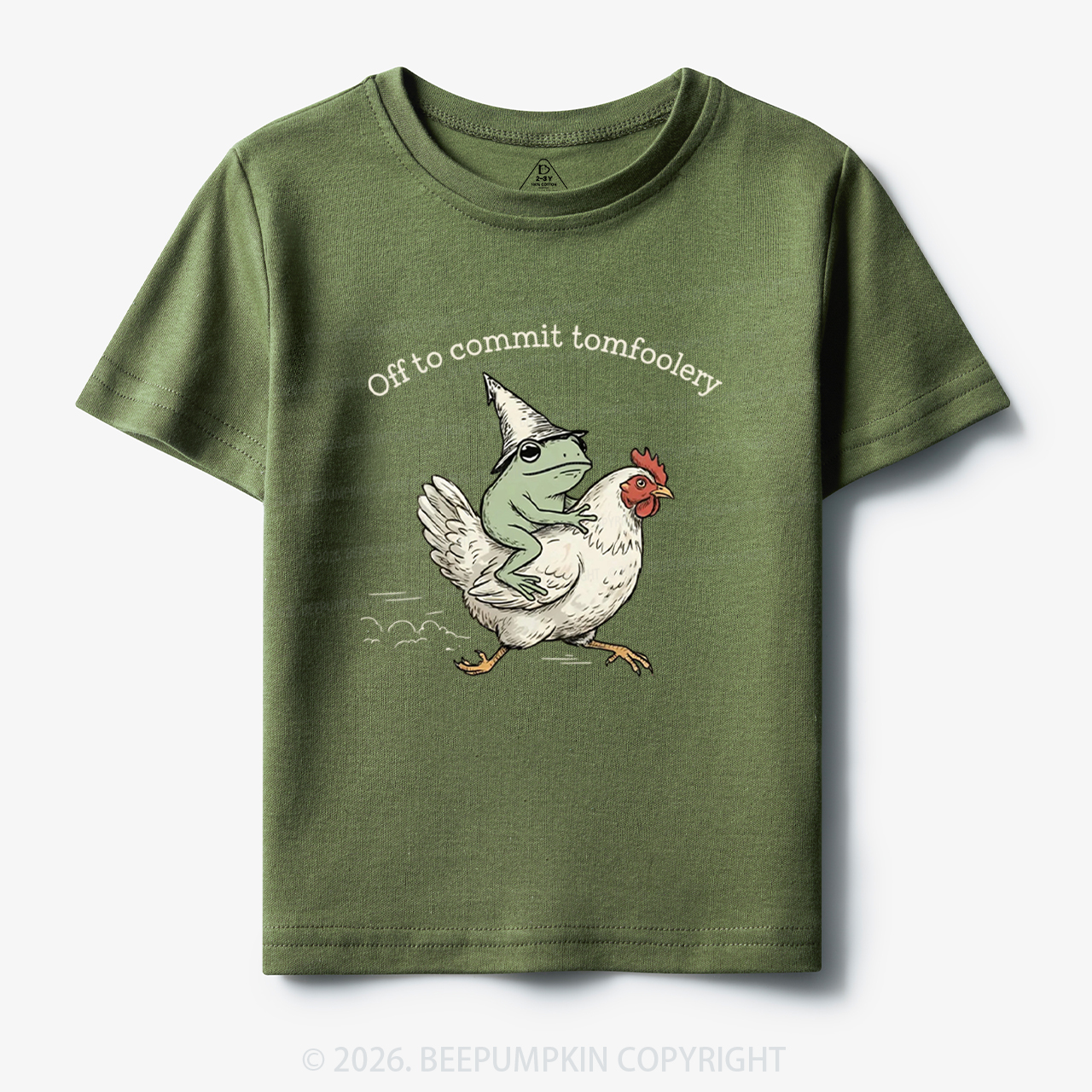 Frog Riding Chicken Off to Commit Tomfoolery Toddler&Kid's Tees