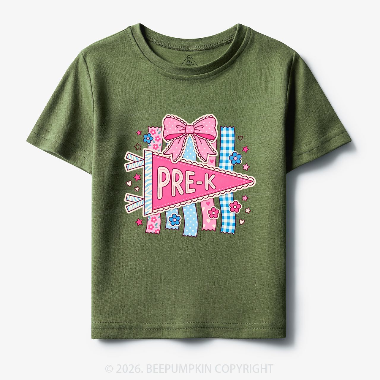 Personalized Pink Bow Pennant Back To School Toddler&Kid's Tees