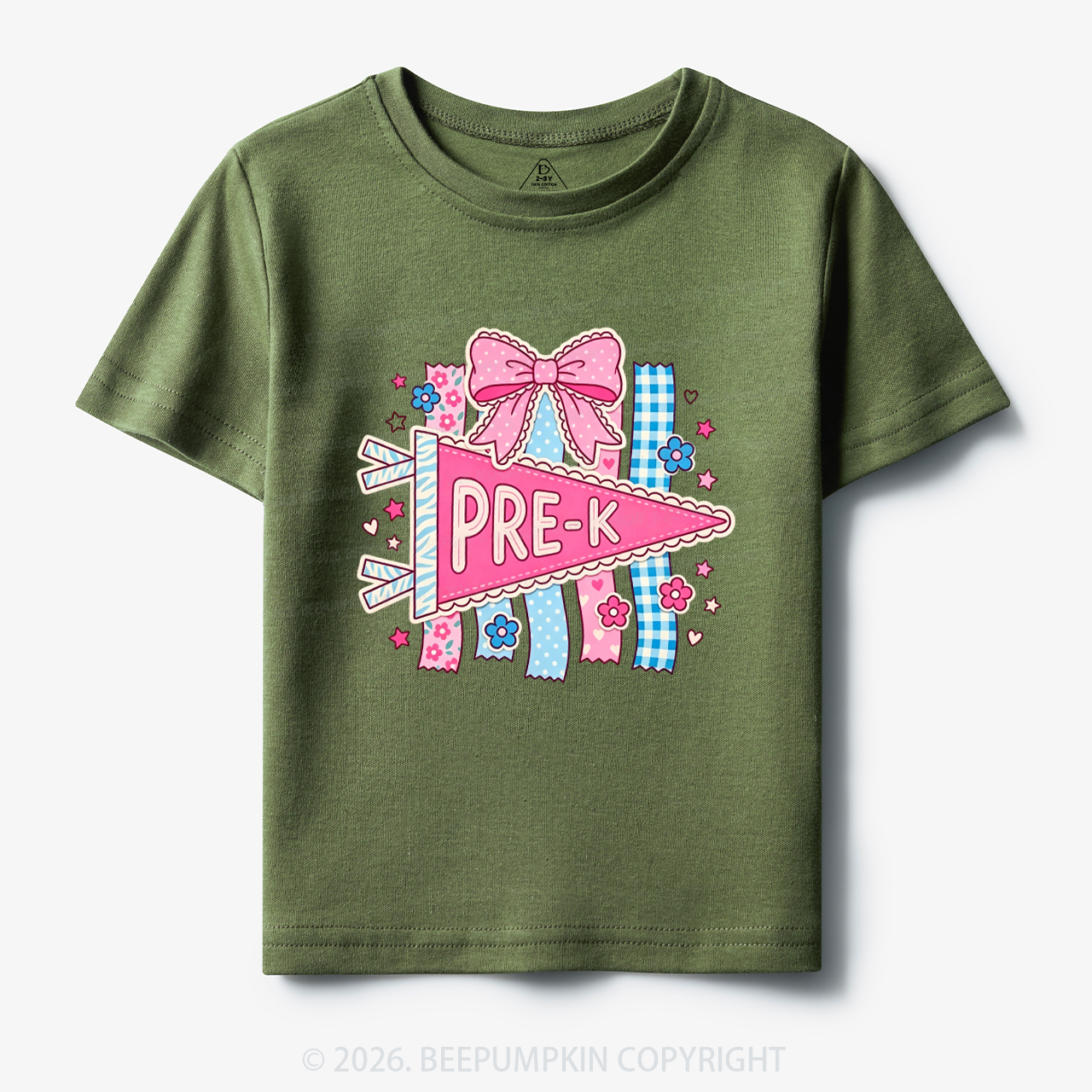Personalized Pink Bow Pennant Back To School Toddler&Kid's Tees