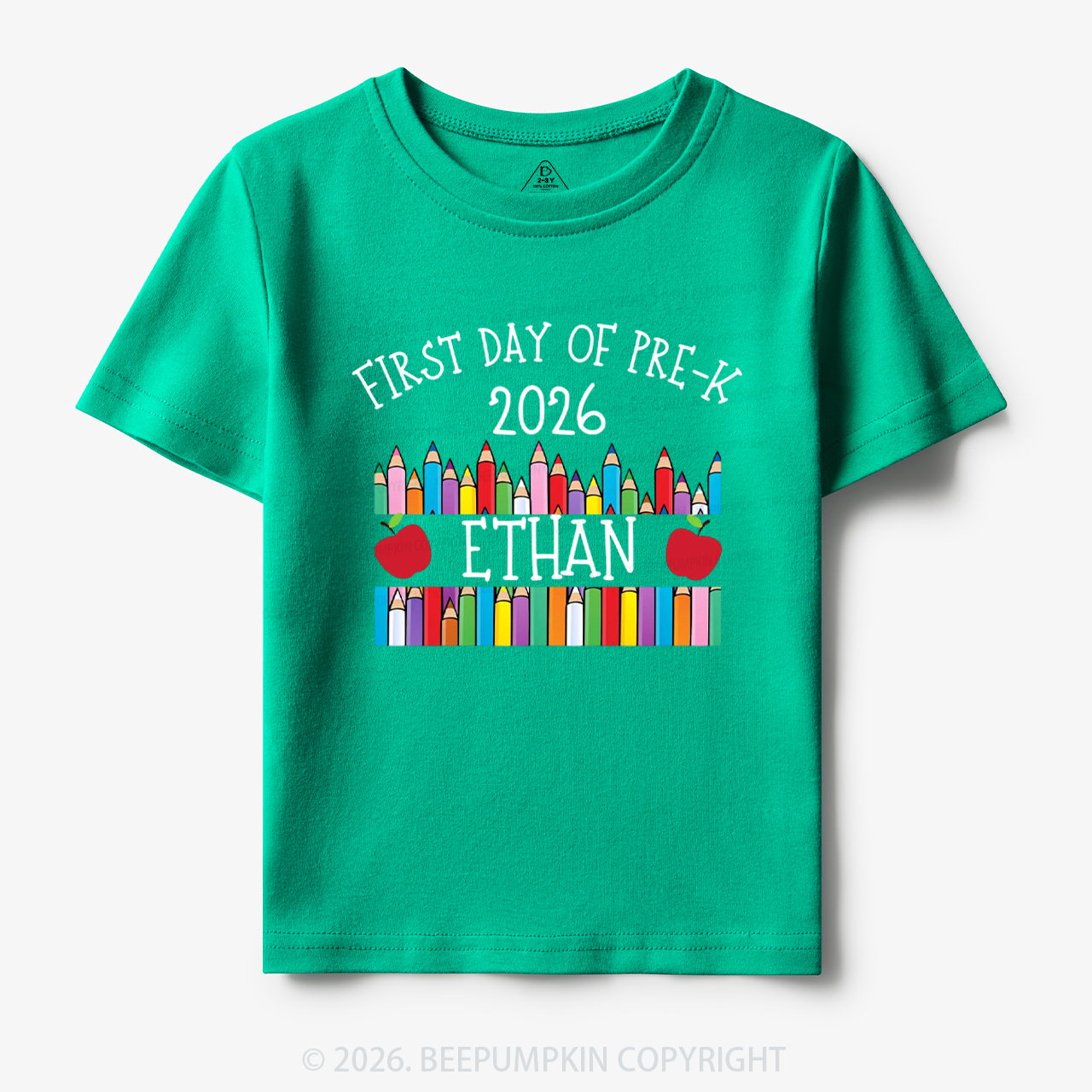 Personalized First Day Of Pre-K Crayon Toddler&Kid's Tees