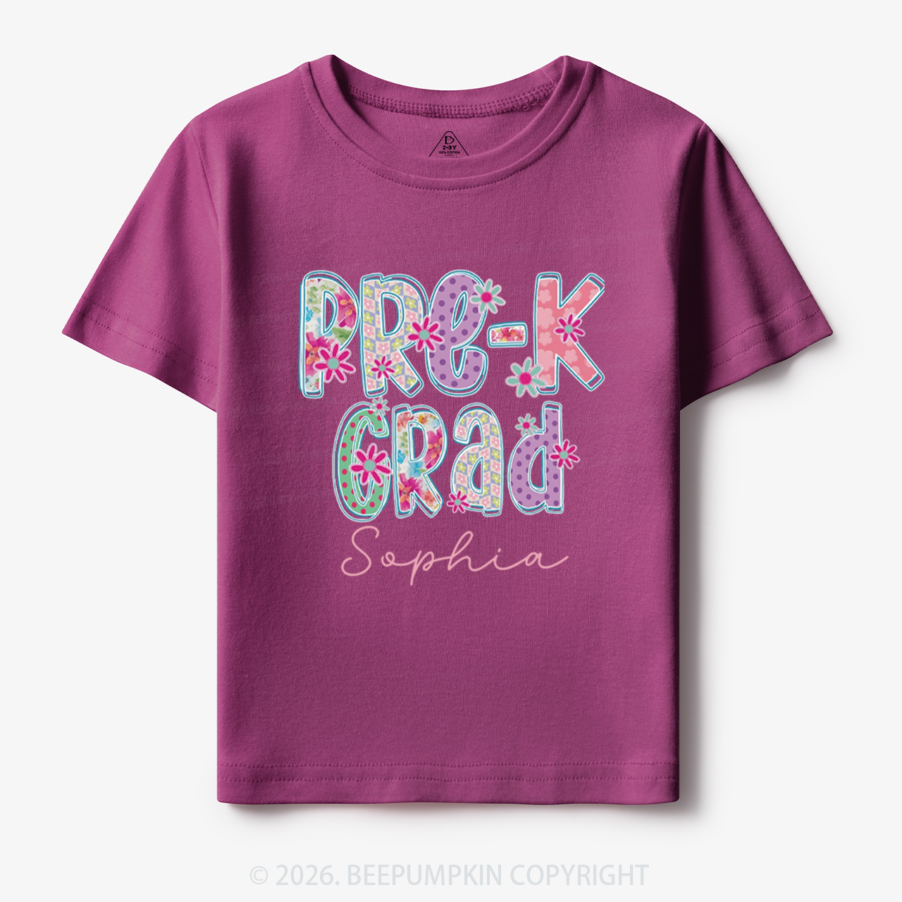 Personalized Name Sparkle Floral Pre‑K Grad Toddler&Kid's Tees