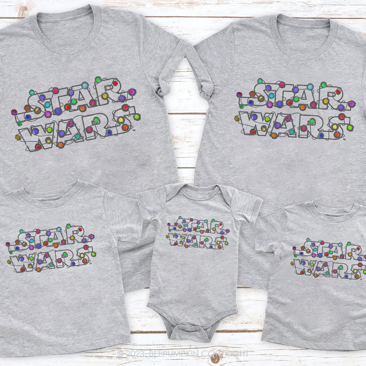 Star Wars Lights Logo Christmas Family Shirts