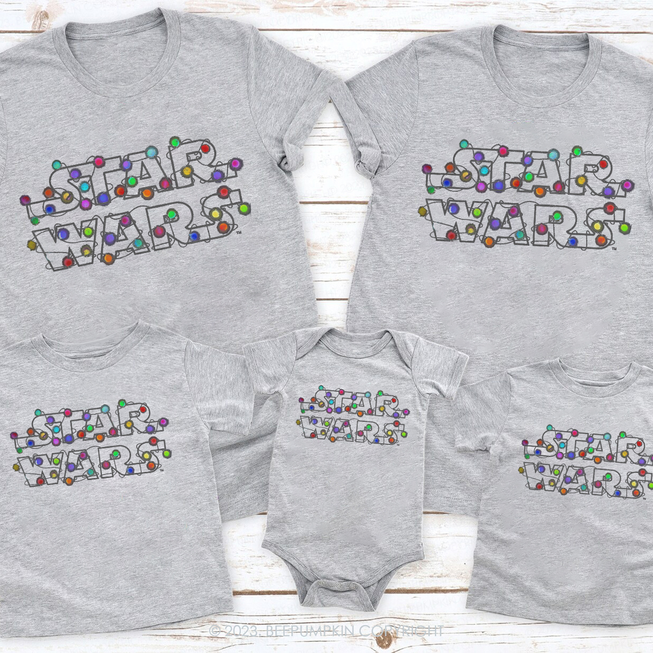 Star Wars Lights Logo Christmas Family Shirts