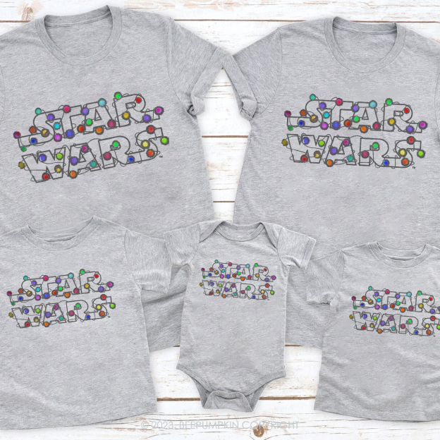 Star Wars Lights Logo Christmas Family Shirts