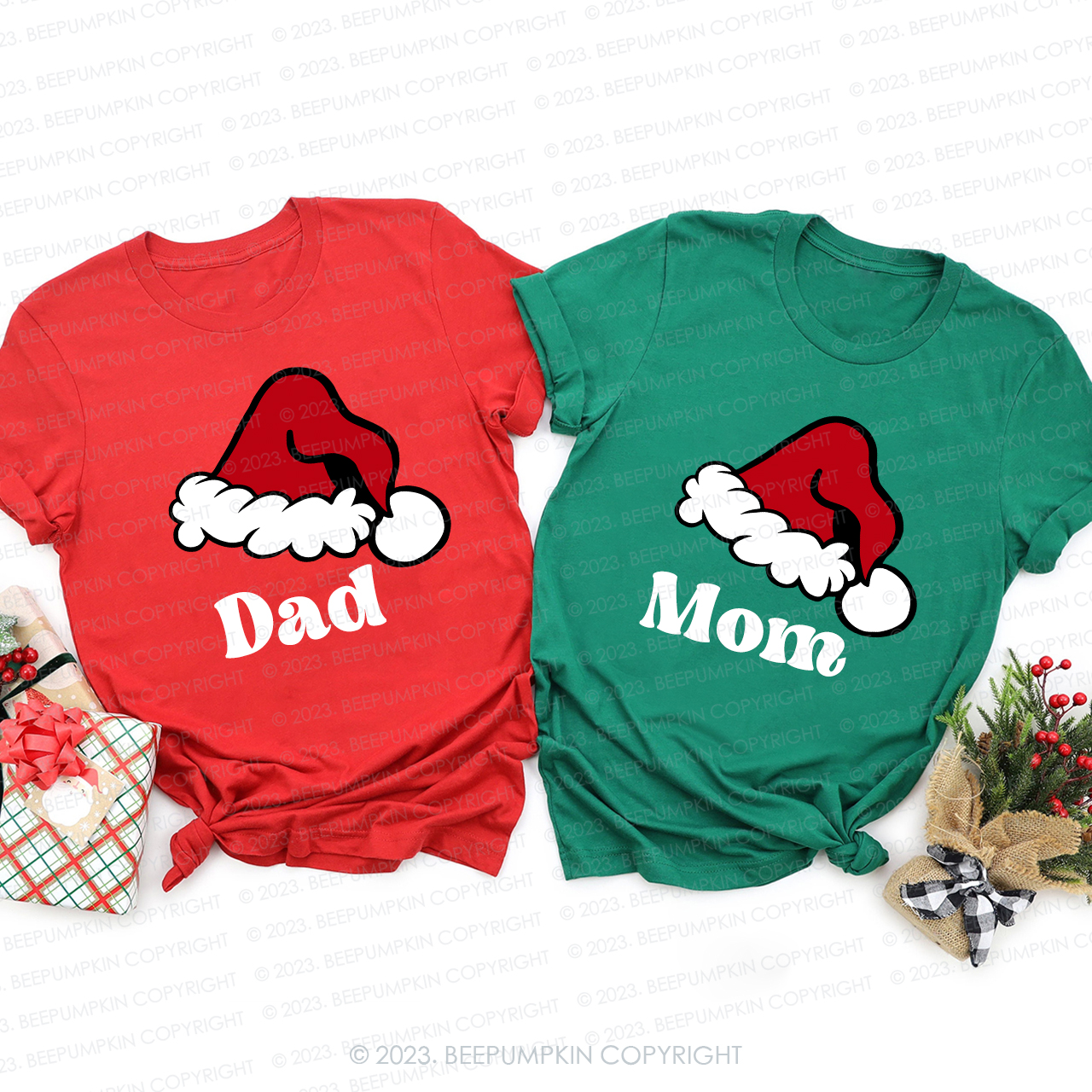 Santa Hat Personalized Matching Family Shirts
