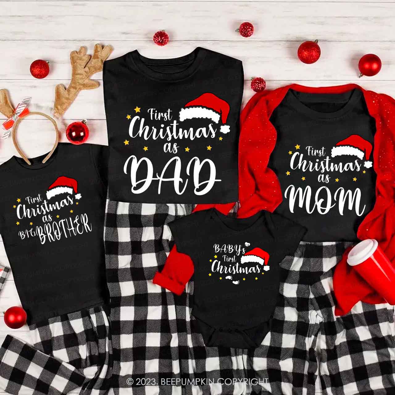 Custom First Christmas As Family Matching Shirt Beepumpkin