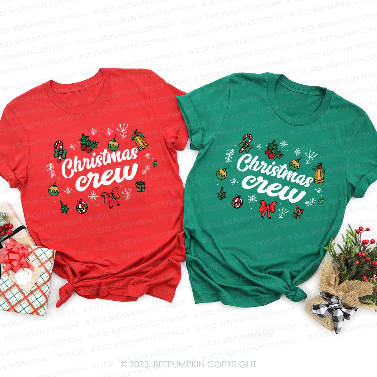 Christmas Crew Holiday Matching Shirts Beepumpkin