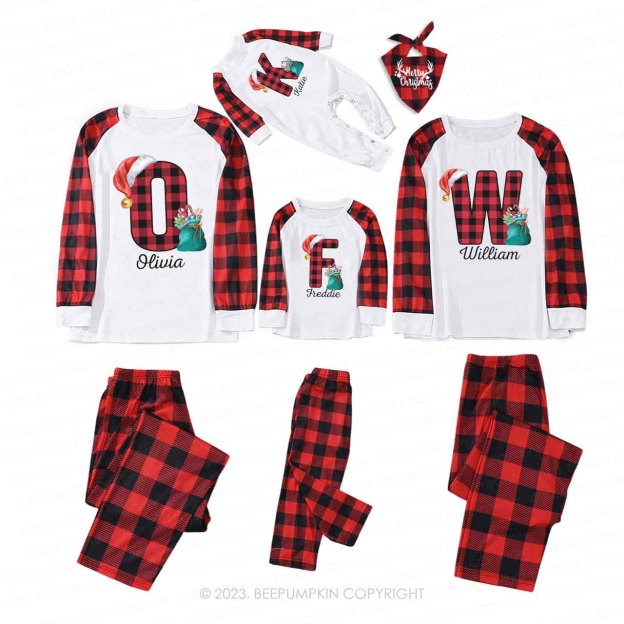 Funny Monogrammed Christmas Family Matching Pajamas Beepumpkin