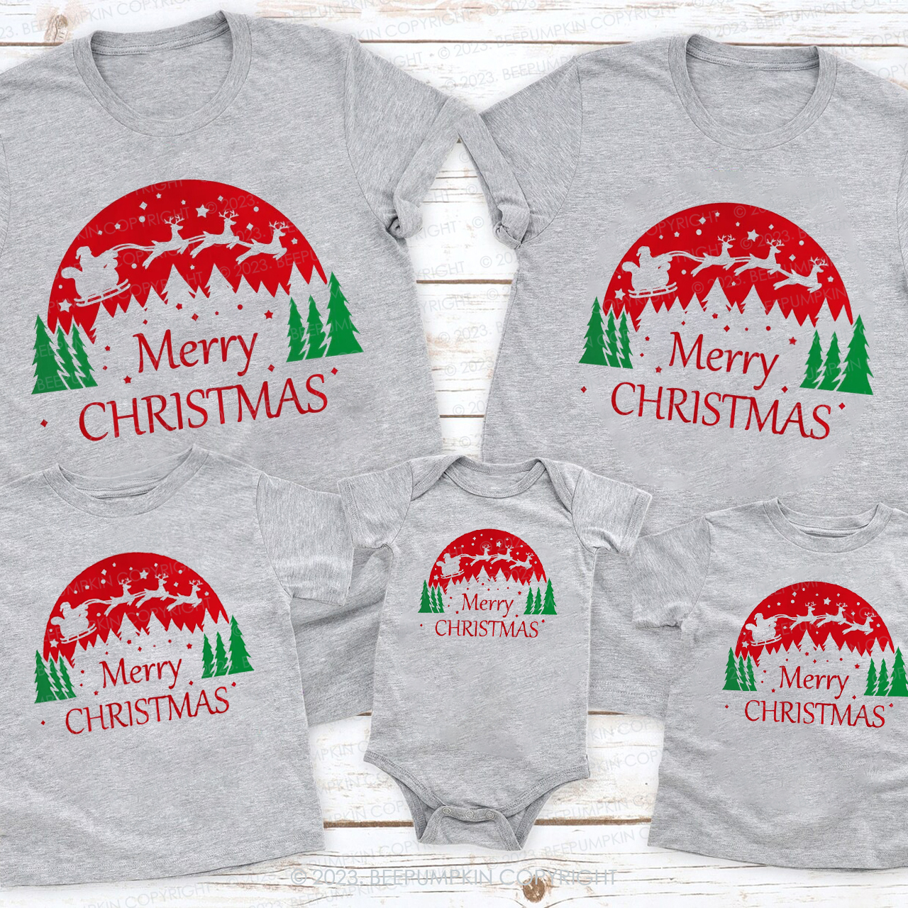 Christmas Elk Running in the Forest T-Shirt For Family Beepumpkin