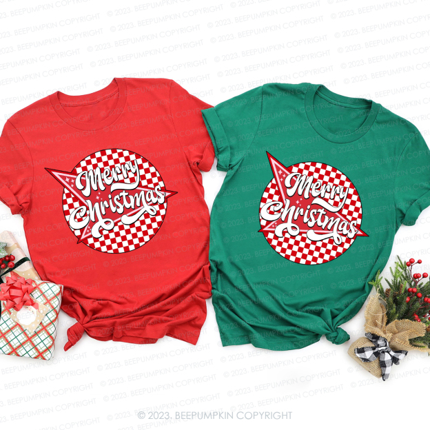 Retro Merry Christmas Matching Tees For Family Beepumpkin