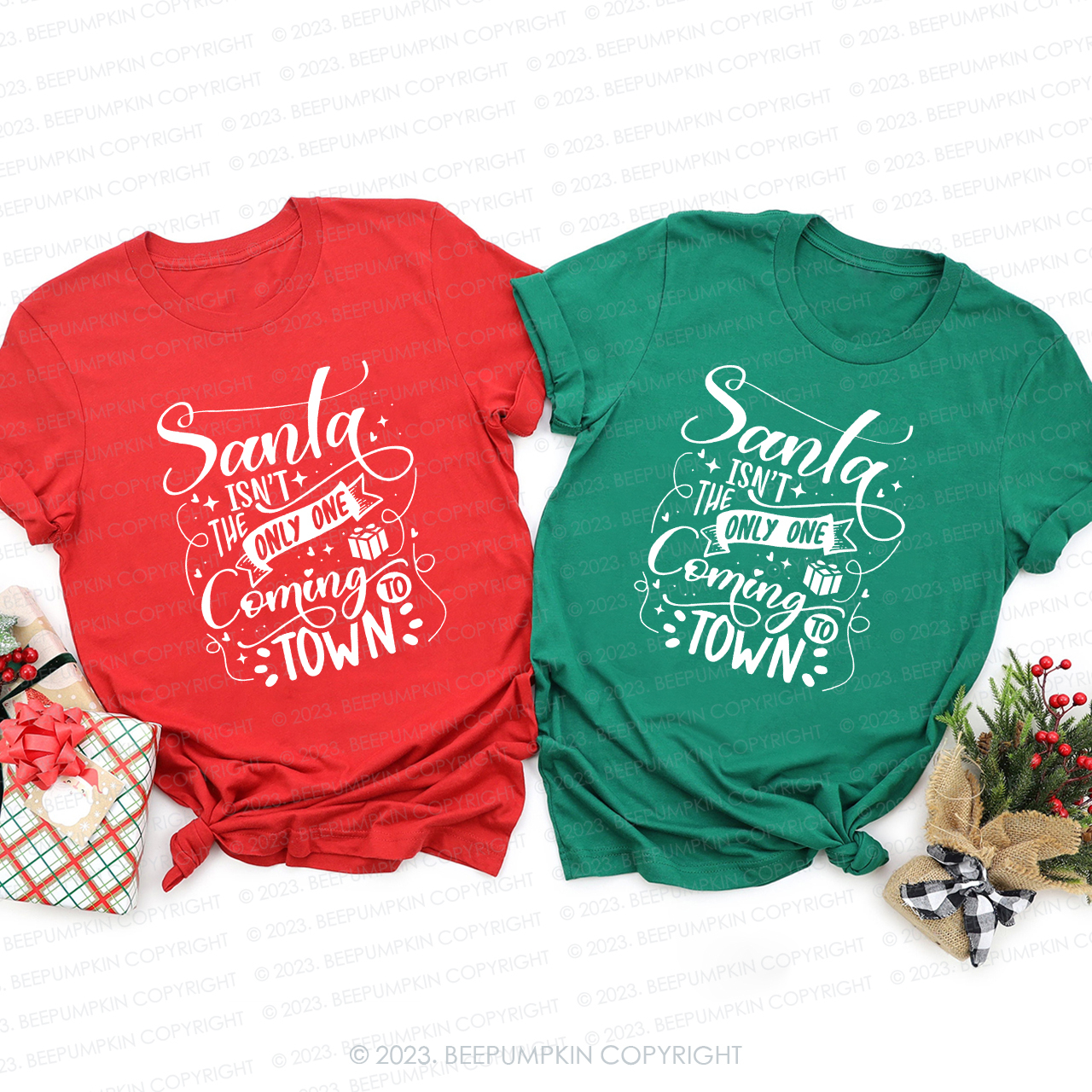 Santa Coming Town not Lonely Matching Tees For Family Beepumpkin