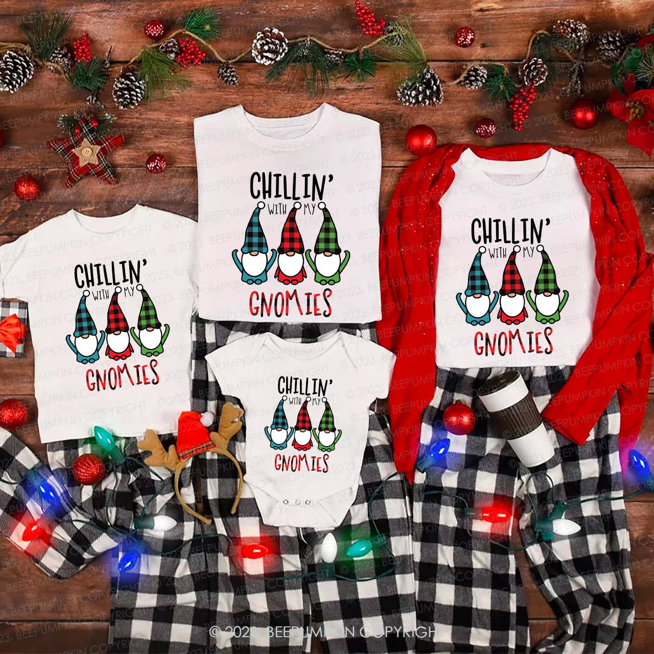 Buffalo Plaid Christmas Gnome Matching Tees For Family Beepumpkin