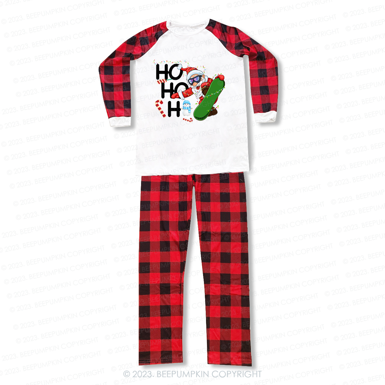 Hohoh Santa Claus Skiing Matching Pajamas For Family Beepumpkin