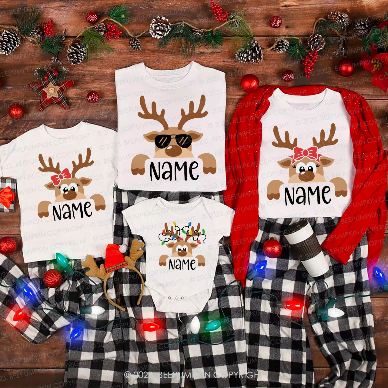 Personalized Cute and Funny Moose Christmas Family Matching Shirts Beepumpkin