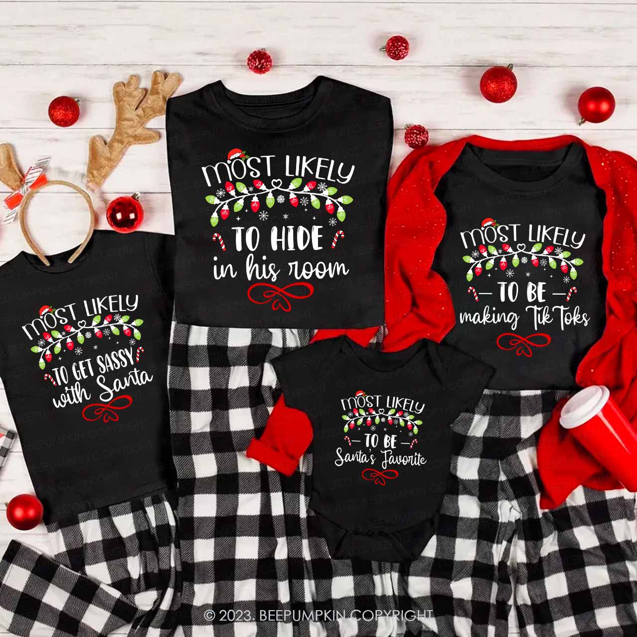 64 Quotes Most Likely And Custom Christmas Family Matching Shirts Beepumpkin